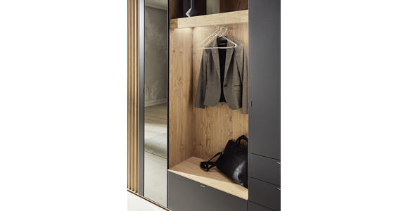 GARDEROBE 195/234/37 cm - Eichefarben/Anthrazit, Design, Glas/Holzwerkstoff (195/234/37cm) - Ambiente