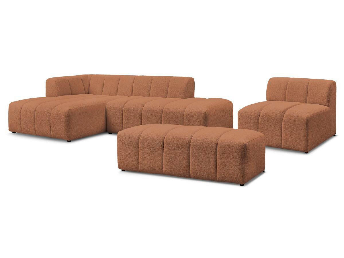ECKSOFA Ottomane links  ANNECY Orange Bouclé  - Schwarz/Orange, MODERN, Kunststoff/Textil (170/262cm)