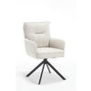 ARMLEHNSTUHL  Sitzfläche 360° drehbar Struktur  - Beige/Schwarz, MODERN, Textil/Metall (60/93/67cm) - Livetastic