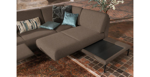 ECKSOFA in Flachgewebe, Struktur Braun  - Anthrazit/Braun, Design, Textil/Metall (254/230cm) - Ambiente