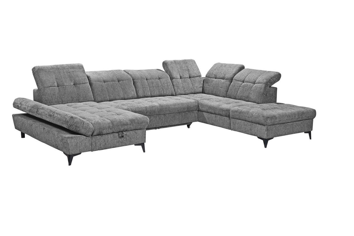 WOHNLANDSCHAFT MERCY in Mikrovelours Grau  - Schwarz/Grau, MODERN, Kunststoff/Textil (169/348/245cm) - MID.YOU