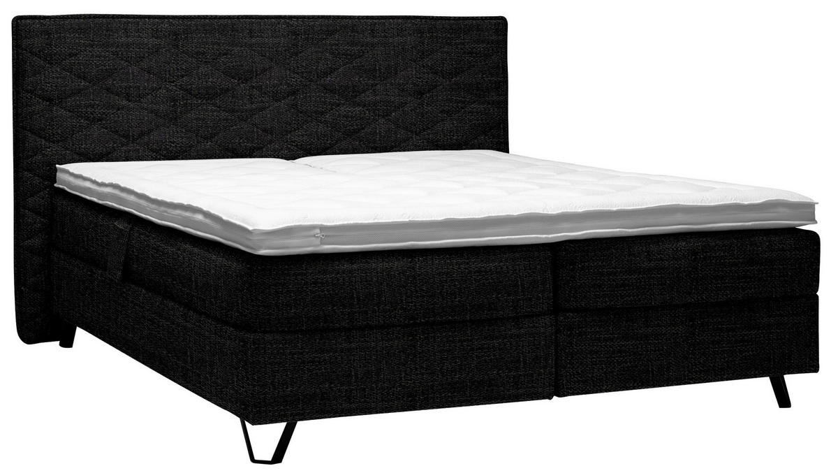 BOXSPRINGBETT 180/200 cm  in Schwarz  - Schwarz, KONVENTIONELL, Holz/Textil (180/200cm) - Sjöholm