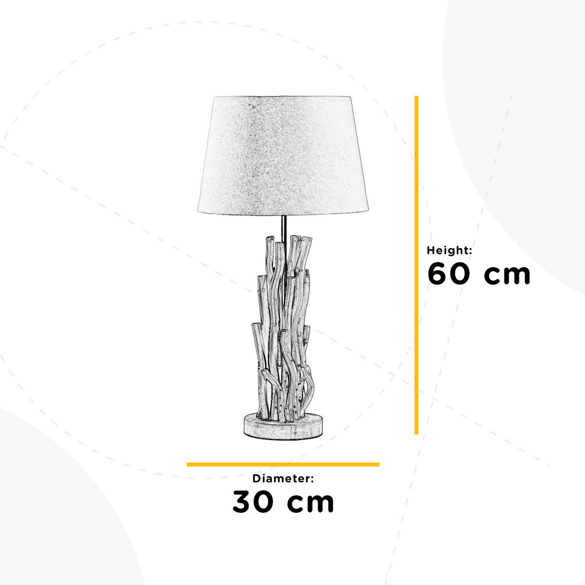 TISCHLEUCHTE 30/30/60 cm   - Weiß/Akaziefarben, Natur, Holz/Textil (30/30/60cm)