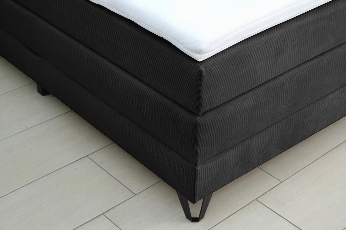BOXSPRINGBETT 180/200 cm  in Schwarz  - Schwarz, KONVENTIONELL, Textil/Metall (180/200cm) - Carryhome