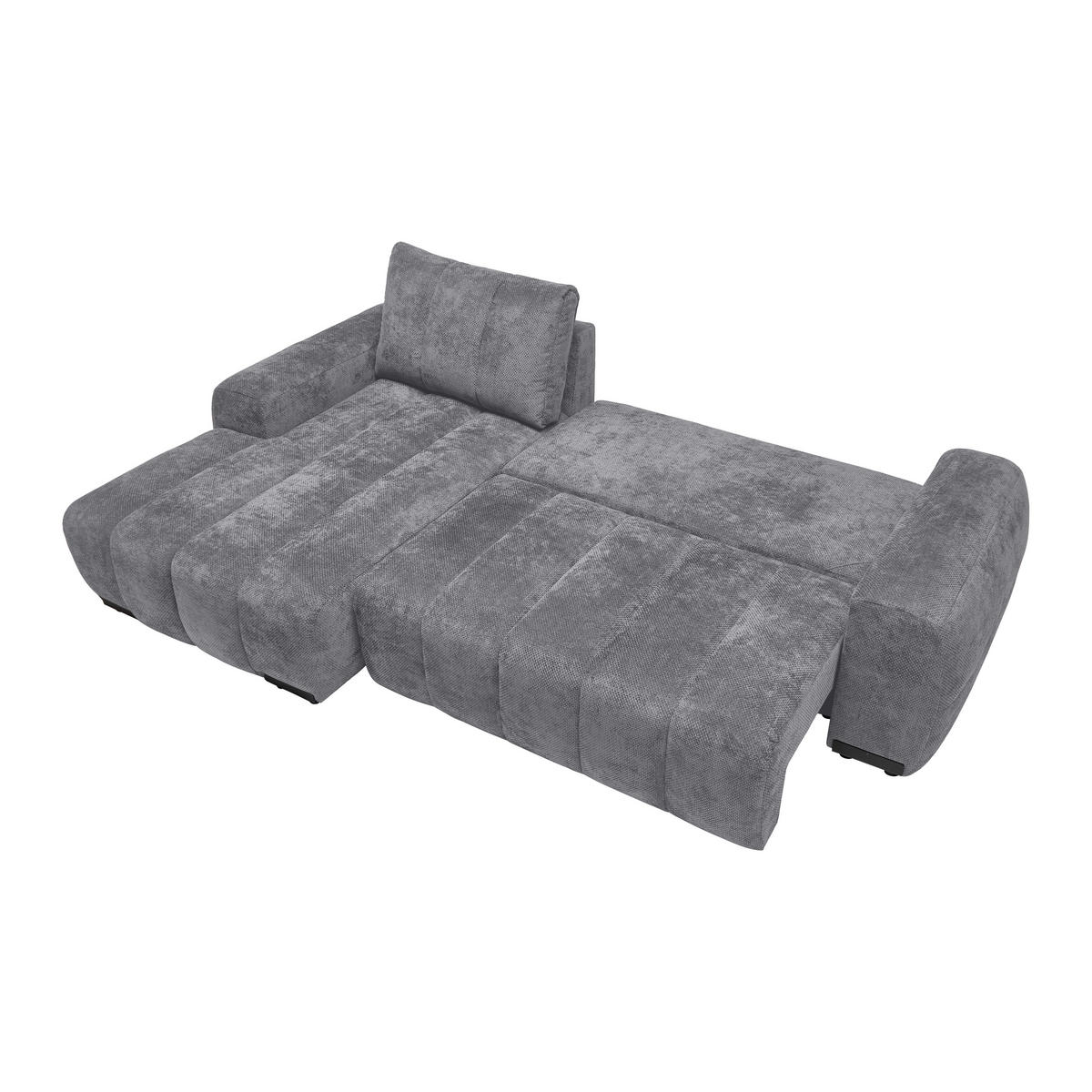 ECKSOFA Flachgewebe Grau  - Schwarz Hochglanz/Grau, Modern, Textil/Metall (166/93/273cm) - MID.YOU