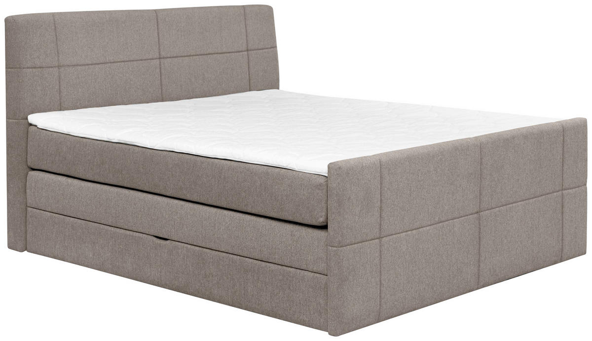 BOXSPRINGBETT 180/200 cm  in Taupe  - Taupe, KONVENTIONELL, Textil (180/200cm) - Carryhome
