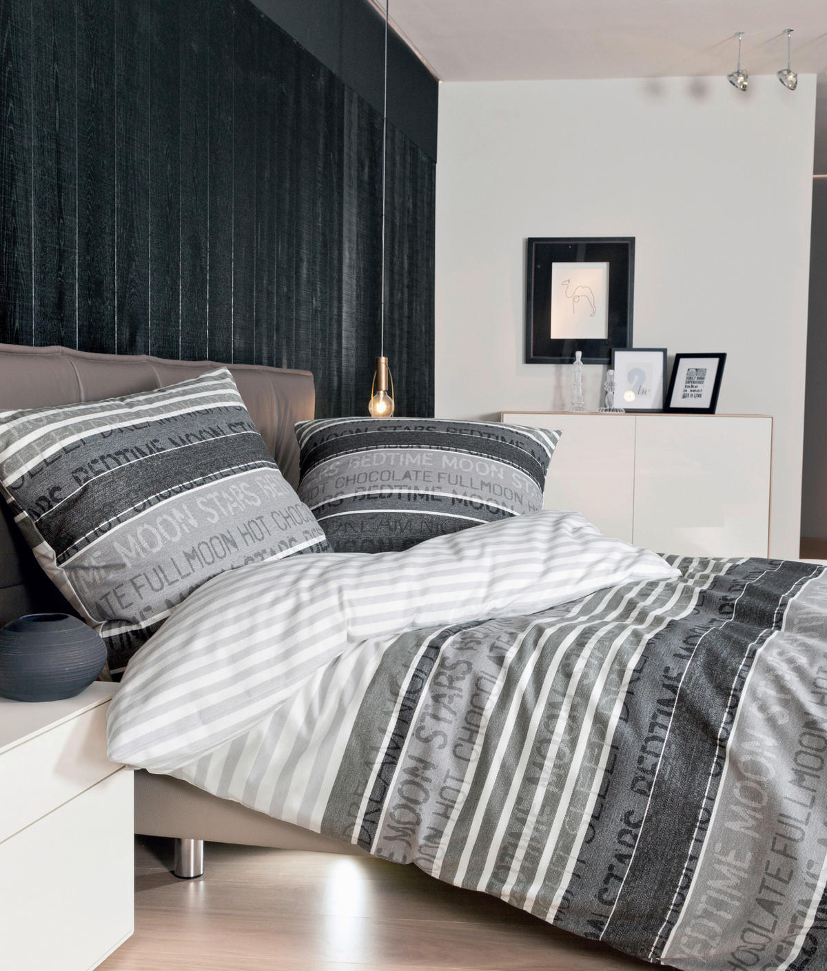 BETTWÄSCHE 3-teilig Davos Biber 200/220 cm  - Beige/Weiß, Design, Textil (200/220cm) - Janine