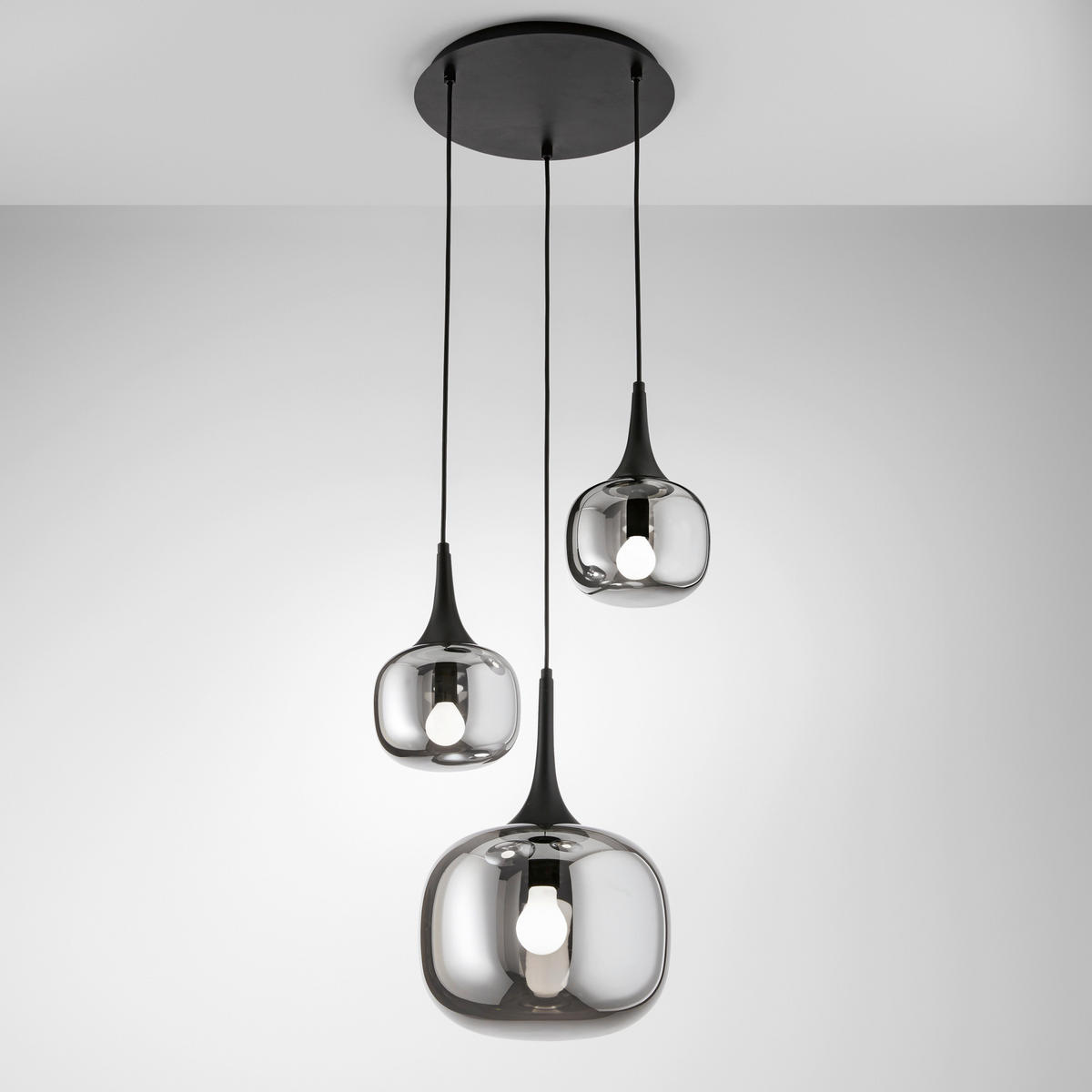 HÄNGELEUCHTE Luce Ambiente e Design 39/150 cm   - Schwarz, Trend, Glas/Metall (39/150cm)