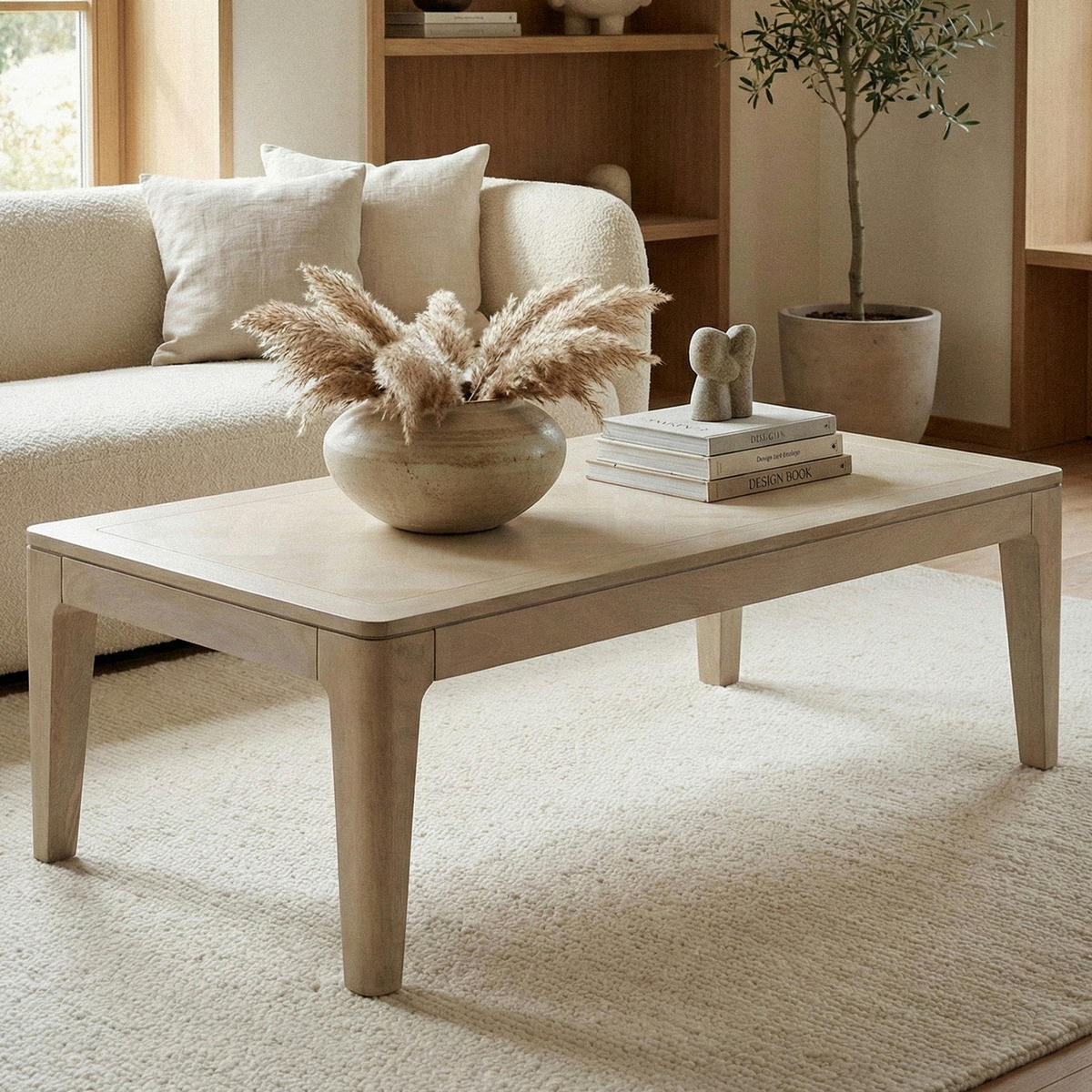 COUCHTISCH Mangoholz massiv 120/60/40 cm rechteckig Weiß  - Weiß, Design, Holz (120/60/40cm) - Livetastic