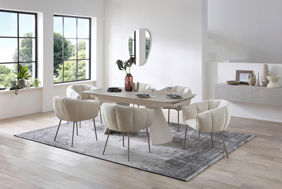 ESSTISCH Beige  ausziehbar  - Beige, MODERN, Keramik/Metall (200/100/100cm) - MID.YOU