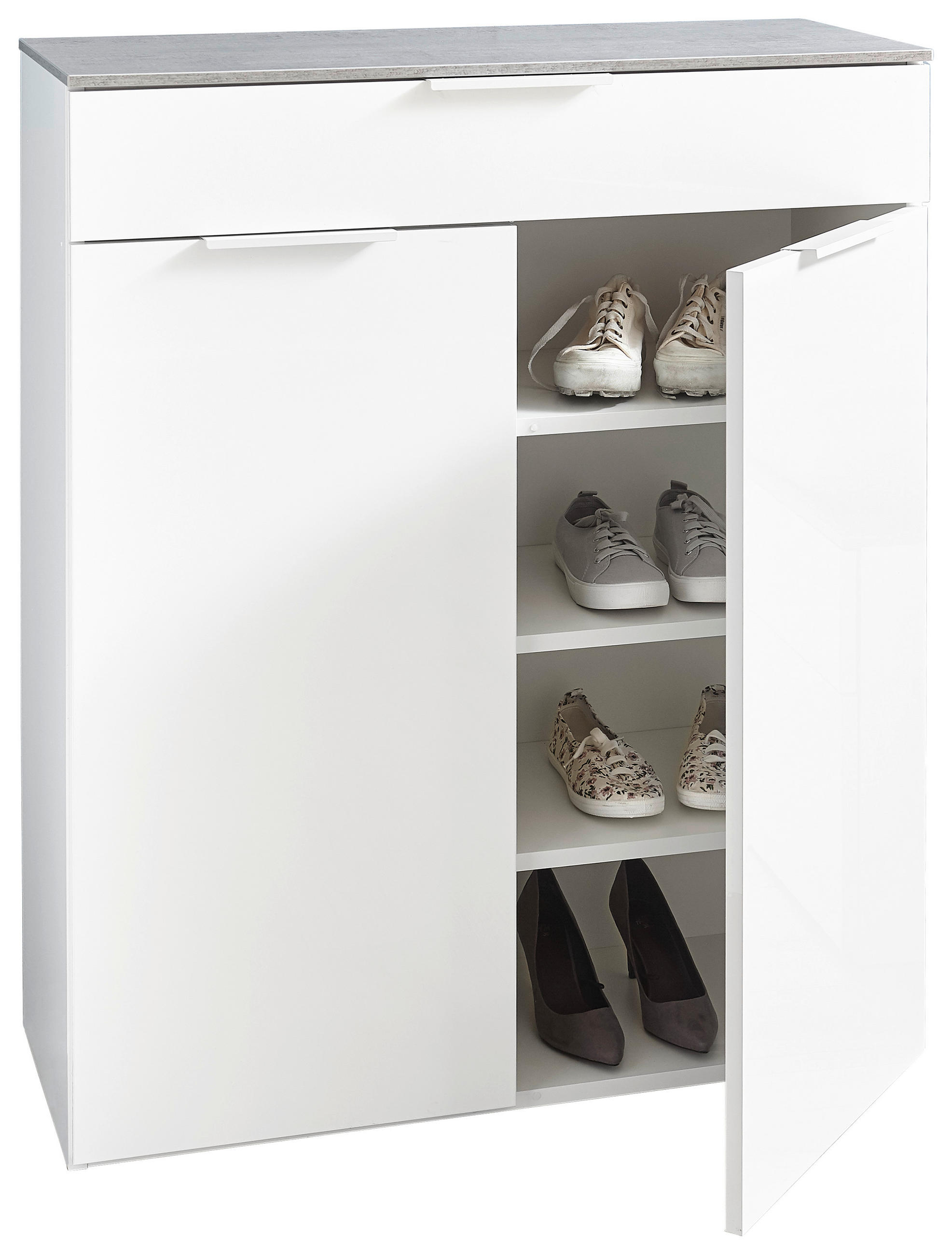 SCHUHSCHRANK Grau, Weiß  - Weiß/Grau, Design, Holzwerkstoff (90/108/35cm) - Carryhome