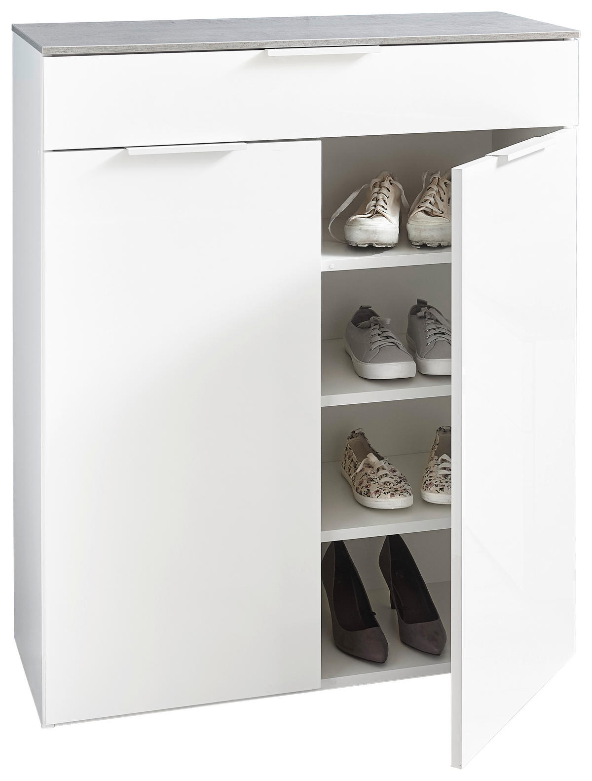 SCHUHSCHRANK Grau, Weiß  - Weiß/Grau, Design, Holzwerkstoff (90/108/35cm) - Carryhome