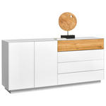 SIDEBOARD Weiß, Eichefarben 189/90/42 cm - Eichefarben/Weiß, Design, Glas/Holz (189/90/42cm) - Novel