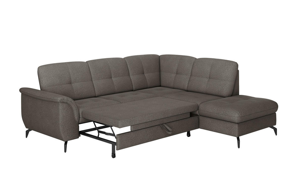 ECKSOFA ZORA E Graphitfarben Flachgewebe  - Schwarz/Graphitfarben, MODERN, Textil/Metall (244/212cm) - Sit & More