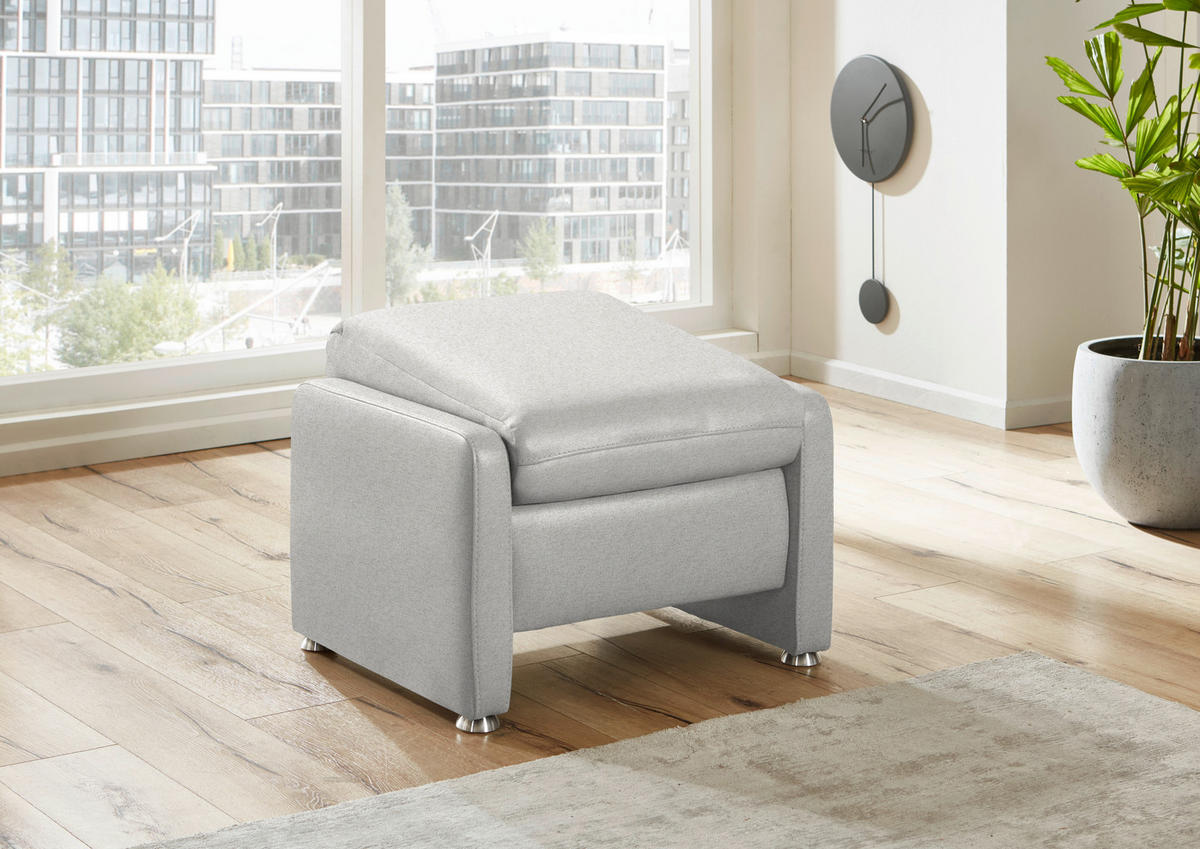 HOCKER in Textil Ecru  - Ecru/Alufarben, KONVENTIONELL, Textil/Metall (67/44/58cm) - Beldomo Comfort