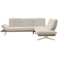 ECKSOFA in Flachgewebe Greige, Graubraun  - Edelstahlfarben/Greige, Design, Textil/Metall (277/209cm) - Koinor