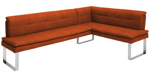 ECKBANK 253/174 cm in Orange, Chromfarben - Chromfarben/Beige, Design, Textil/Metall (253/174cm) - Novel