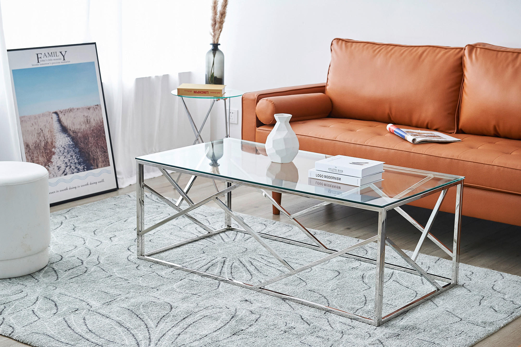 COUCHTISCH Sicherheitsglas 120/60/45 cm rechteckig Klar, Silberfarben  - Klar/Silberfarben, Design, Glas/Metall (120/60/45cm) - Livetastic