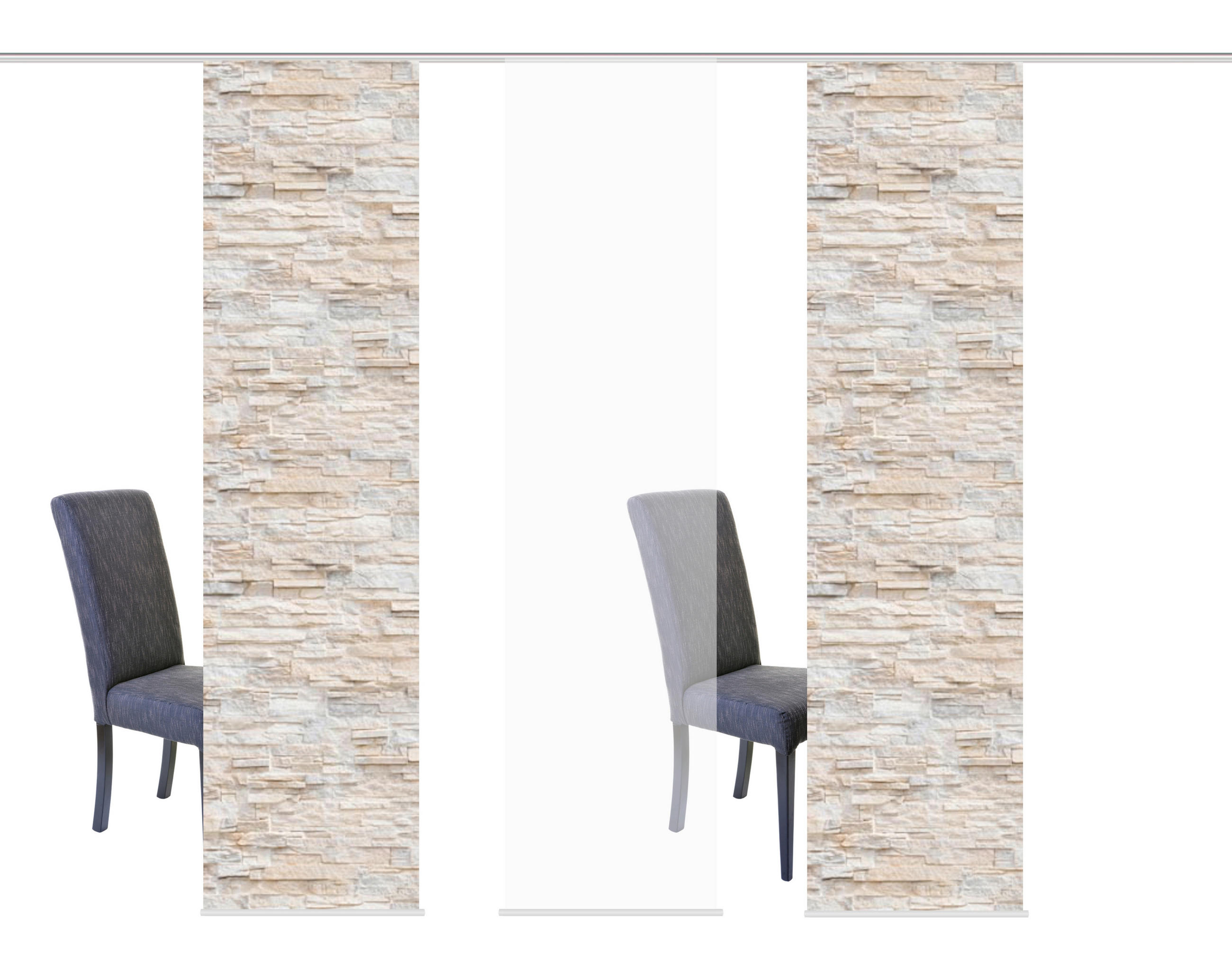 FLÄCHENVORHANG  3 Stück  halbtransparent   60/245 cm  - Naturfarben, Design, Textil (60/245cm)