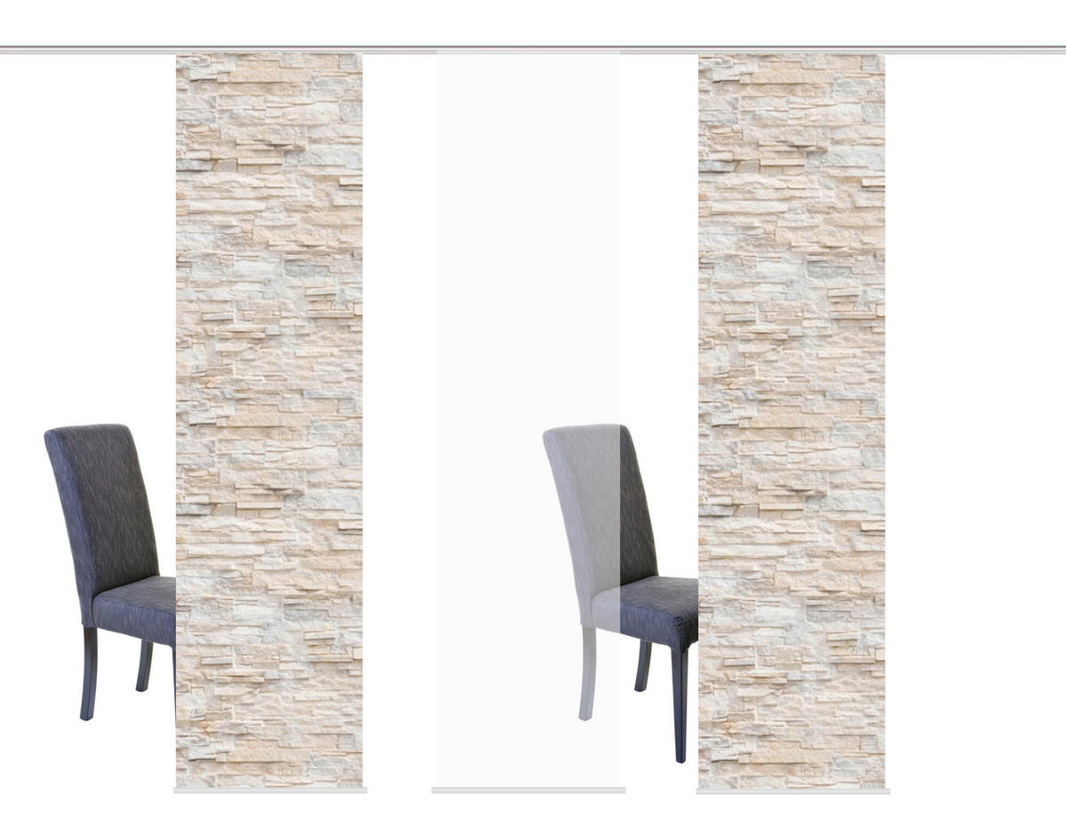 FLÄCHENVORHANG  3 Stück  halbtransparent   60/245 cm  - Naturfarben, Design, Textil (60/245cm)