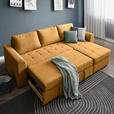 ECKSOFA Currygelb Cord, Velours  - Currygelb/Schwarz, Design, Kunststoff/Textil (243/155cm) - Xora
