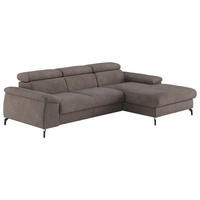 ECKSOFA Grau Webstoff Bettkasten, Schlaffunktion, Kopfteilverstellung, Stauraum  - Schwarz/Grau, Design, Textil/Metall (244/166cm) - Livetastic