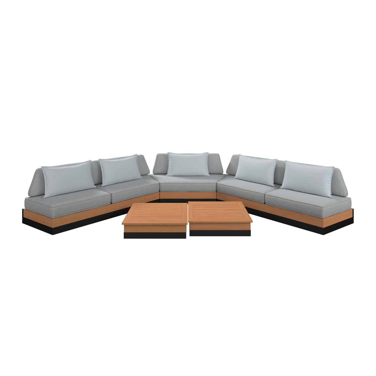 LOUNGEGARNITUR 5-teilig  333/333 cm  Teakholz Aluminium  - Schwarz/Teakfarben, MODERN, Holz/Kunststoff (333/333cm) - Ambia Garden