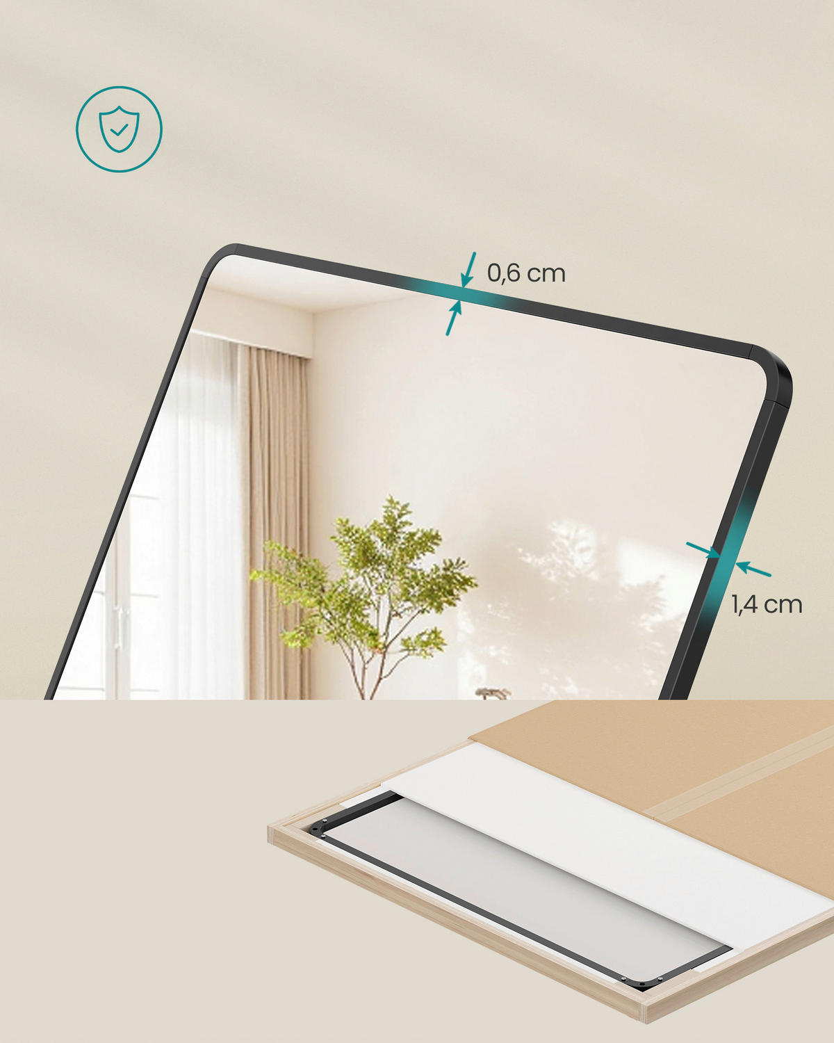 STANDSPIEGEL 60/165/33 cm  - Schwarz, Trend, Glas/Metall (60/165/33cm) - Boxxx