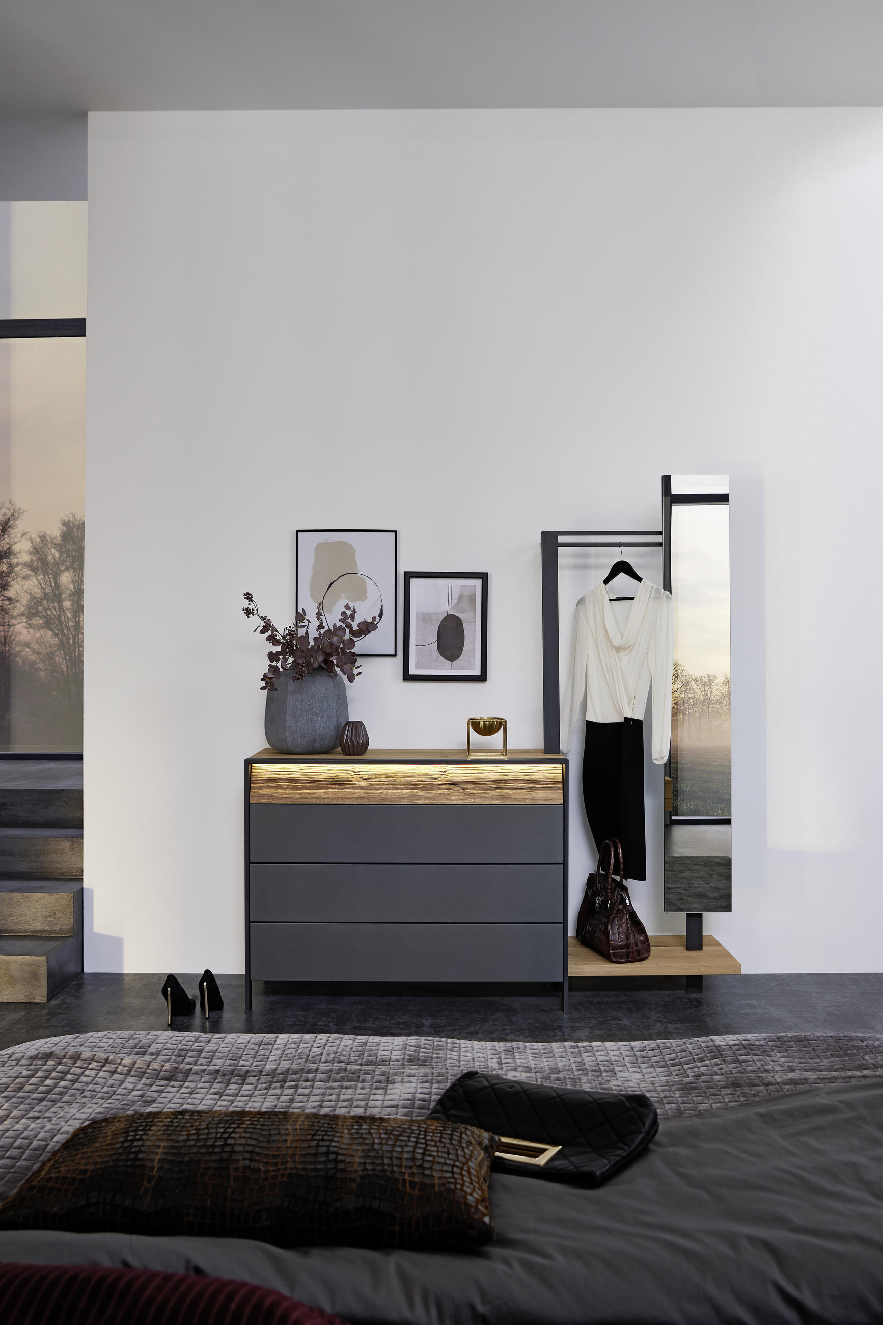 KOMMODE Joline  in 115,2/91/49 cm  - Eichefarben/Anthrazit, Design, Holz/Metall (115,2/91/49cm) - Musterring