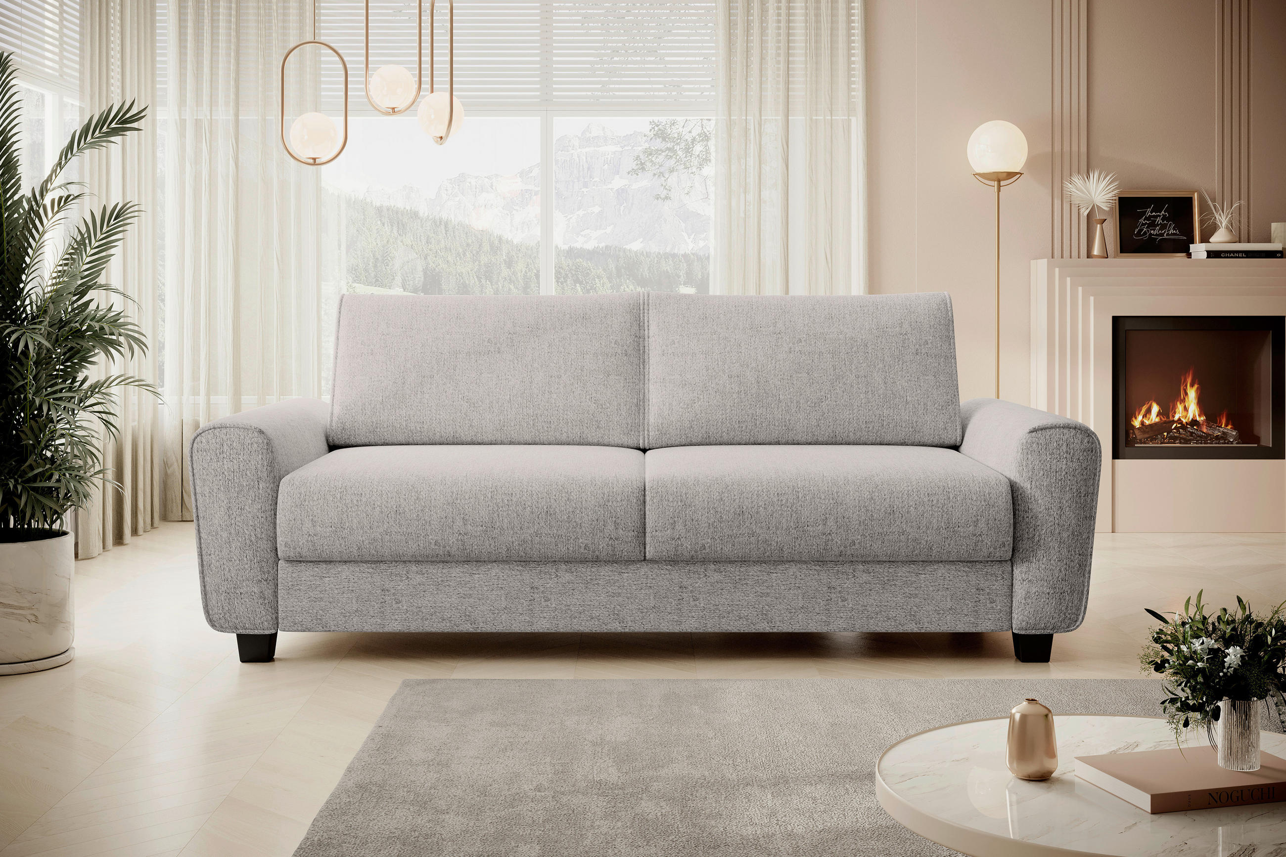 SCHLAFSOFA Webstoff Hellgrau  - Hellgrau/Schwarz, Design, Kunststoff/Textil (203/69-82/99cm) - Welnova
