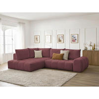 ECKSCHLAFSOFA EVEREST  mit Rücken echt, Armteil links, Armteil rechts Flachgewebe Rot  - Rot/Schwarz, MODERN, Kunststoff/Textil (320/212cm)