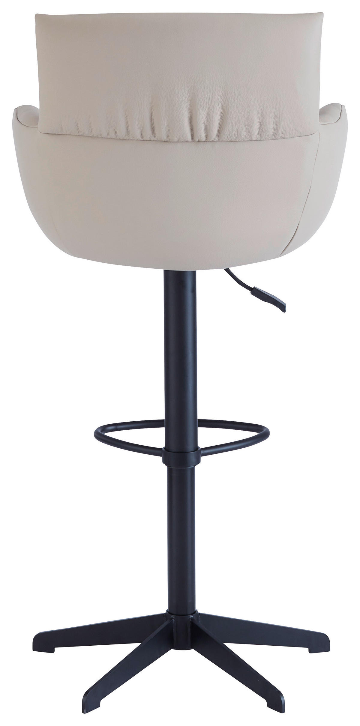 BARHOCKER Echtleder Schwarz, Cappuccino Eisen Lederauswahl, Stoffauswahl, Sitzfläche 360° drehbar, automatische Rückholfunktion  - Schwarz/Cappuccino, Design, Leder/Metall (58/88-112/58cm) - Dieter Knoll