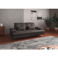 2,5-SITZER in Vliesstoff Kombination Echtleder/Stoff Mokka  - Schwarz/Mokka, Konventionell, Leder/Textil (202/90/122cm) - Sit & More