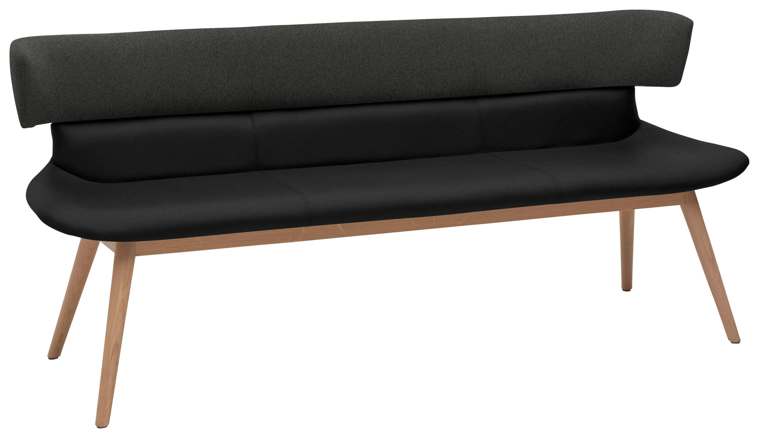 SITZBANK 190/84,5/64,5 cm  in Grau, Schwarz, Eichefarben  - Eichefarben/Schwarz, Natur, Leder/Holz (190/84,5/64,5cm) - Voglauer