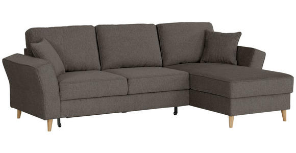 ECKSOFA Graubraun Flachgewebe - Eichefarben/Graubraun, KONVENTIONELL, Holz/Textil (265/159cm) - Carryhome