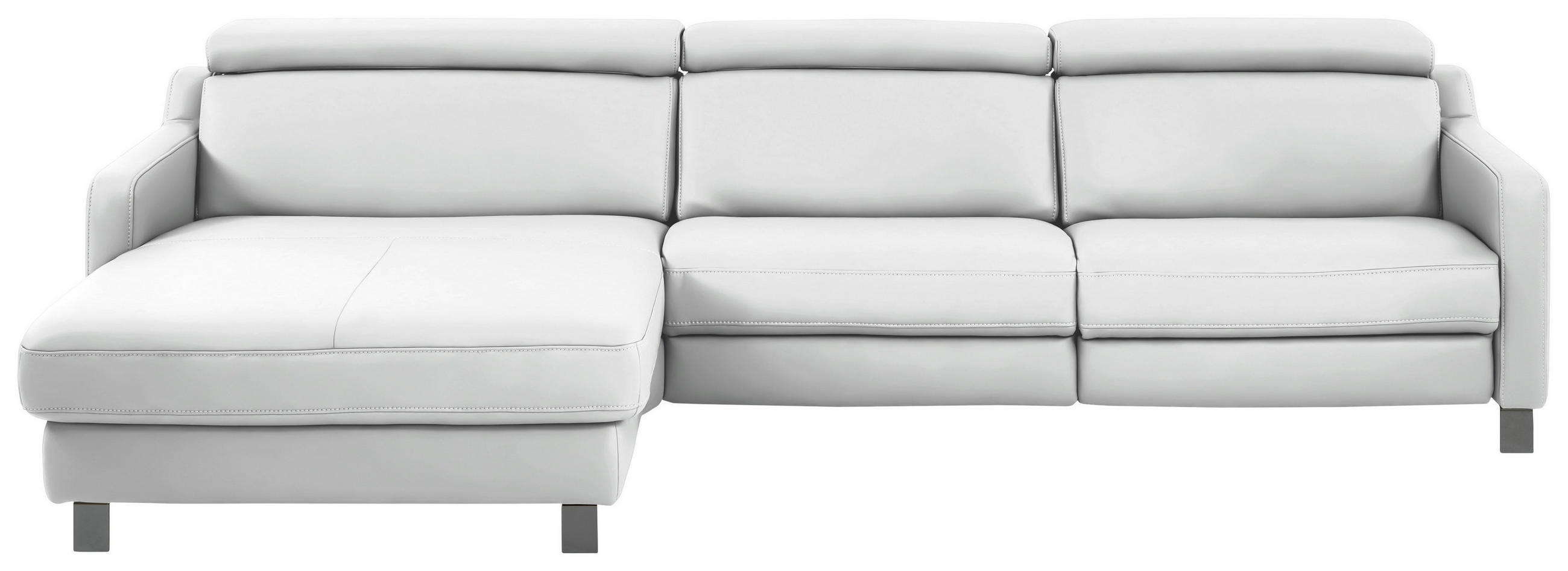 ECKSOFA in Echtleder Weiss  - Weiss/Schwarz, Design, Leder/Metall (176/291cm) - Valdera