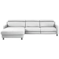 ECKSOFA in Echtleder Weiss  - Weiss/Schwarz, Design, Leder/Metall (176/291cm) - Valdera