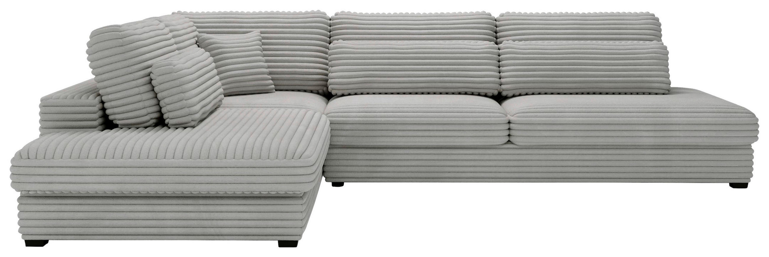 ECKSOFA in Cord, Plüsch Grau  - Schwarz/Grau, Design, Kunststoff/Textil (244/332cm) - Livetastic