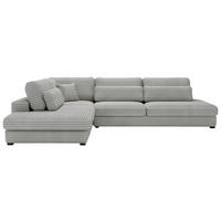 ECKSOFA in Cord, Plüsch Grau  - Schwarz/Grau, Design, Kunststoff/Textil (244/332cm) - Livetastic