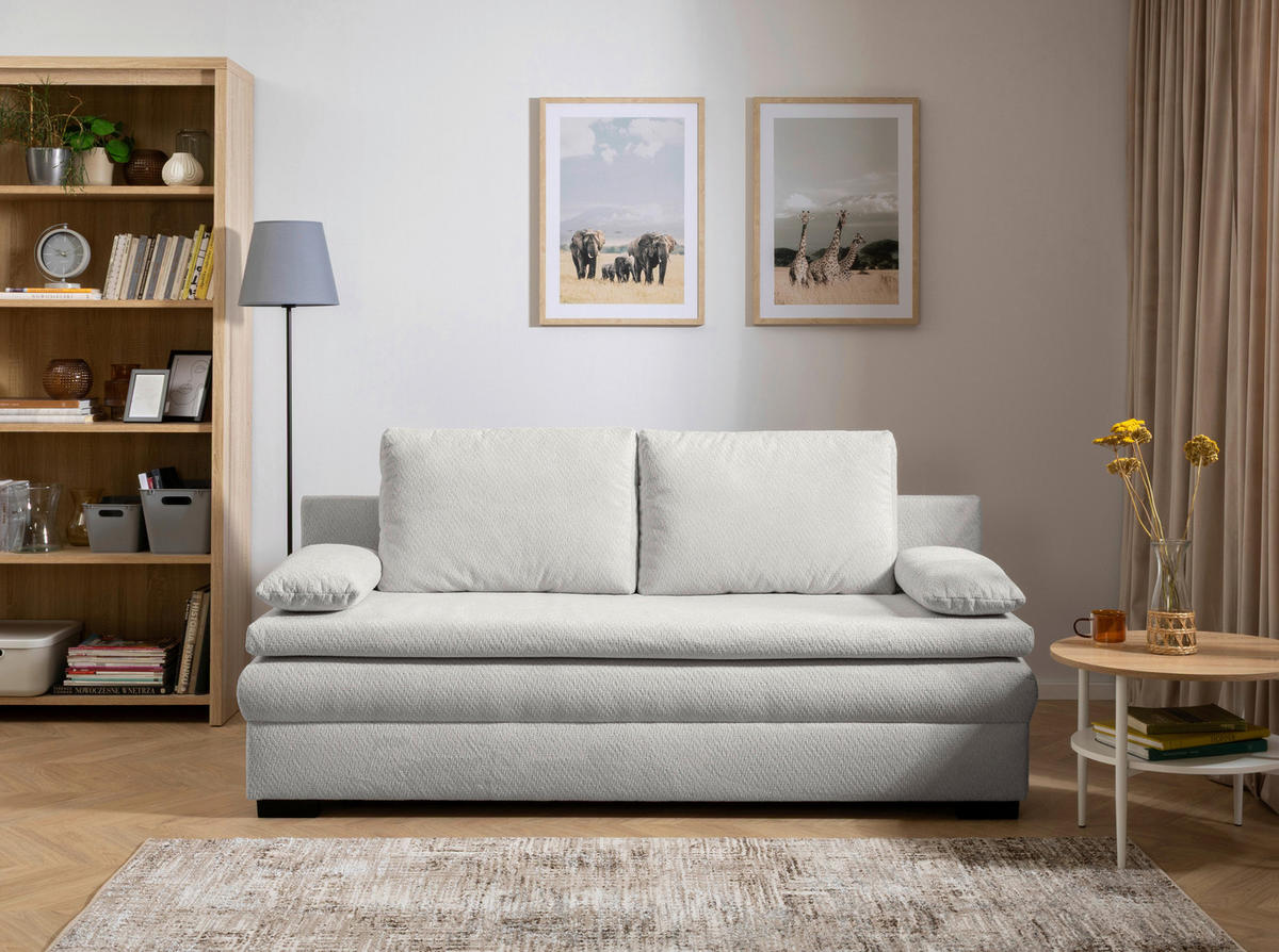 SCHLAFSOFA in Struktur Hellgrau  - Hellgrau/Schwarz, KONVENTIONELL, Kunststoff/Textil (195/93/83cm) - Carryhome