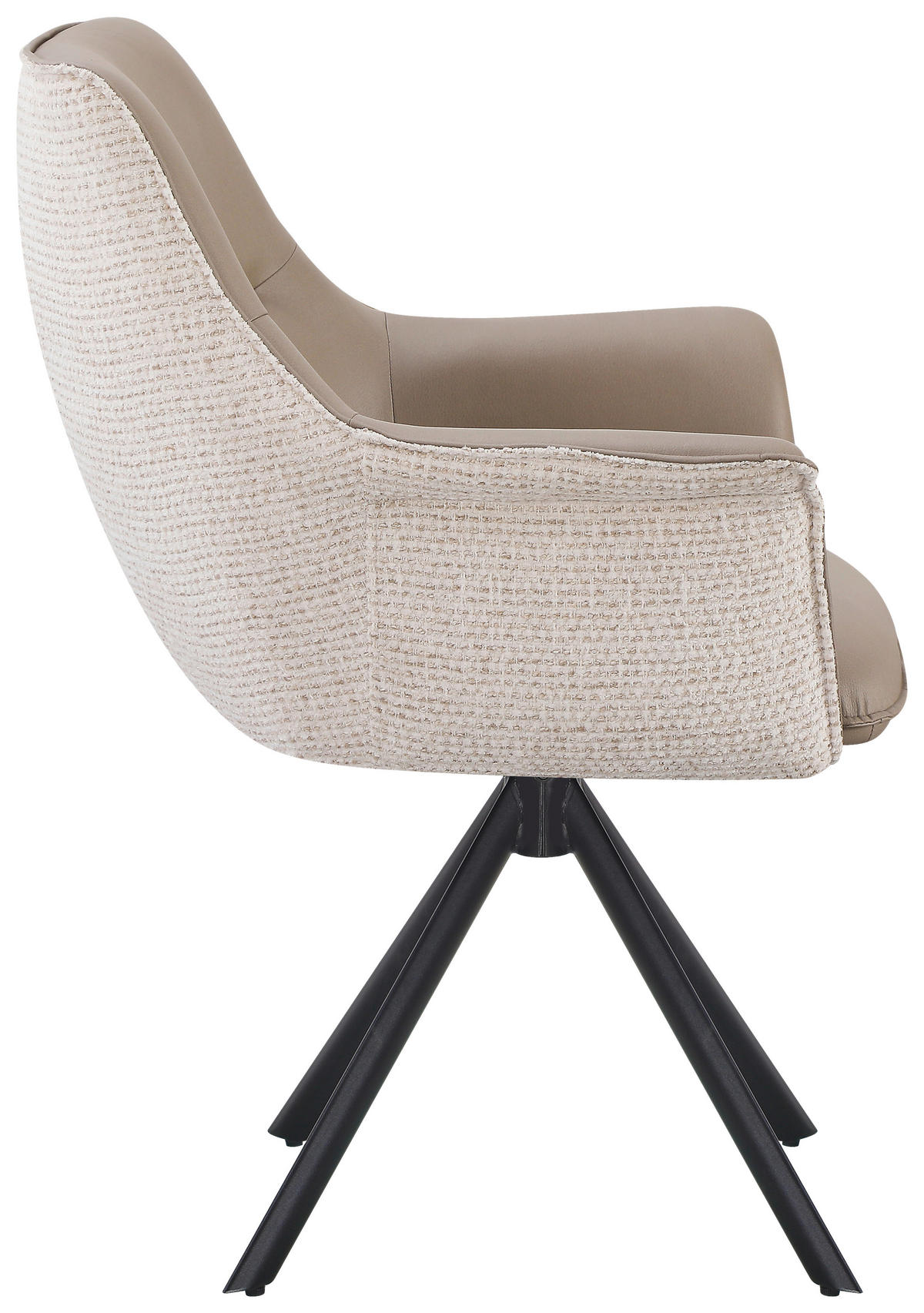 STOLICA S NASLONOM ZA RUKE  crna, taupe, bež  metal, tekstil      - bež/crna, Moderno, metal/tekstil (68/86/68cm) - Livetastic