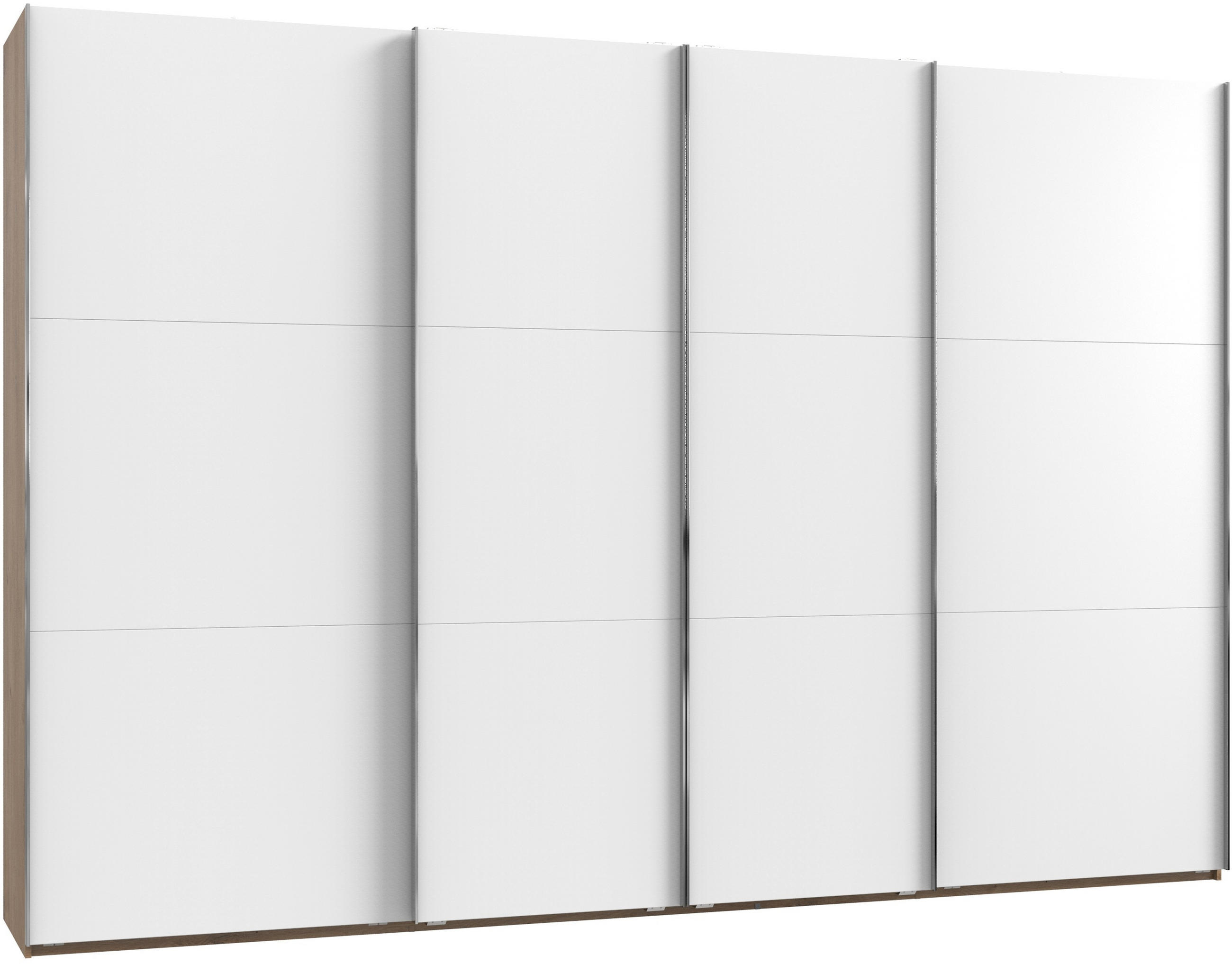 SCHWEBETÜRENSCHRANK in Alufarben, Weiss, Eichefarben  - Chromfarben/Weiss, Modern, Holzwerkstoff (350/236/65cm) - MID.YOU
