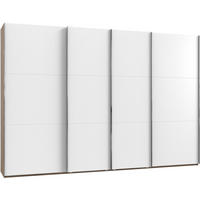 SCHWEBETÜRENSCHRANK  in Weiß, Eichefarben, Alufarben  - Chromfarben/Eichefarben, MODERN, Holzwerkstoff (350/236/65cm) - MID.YOU