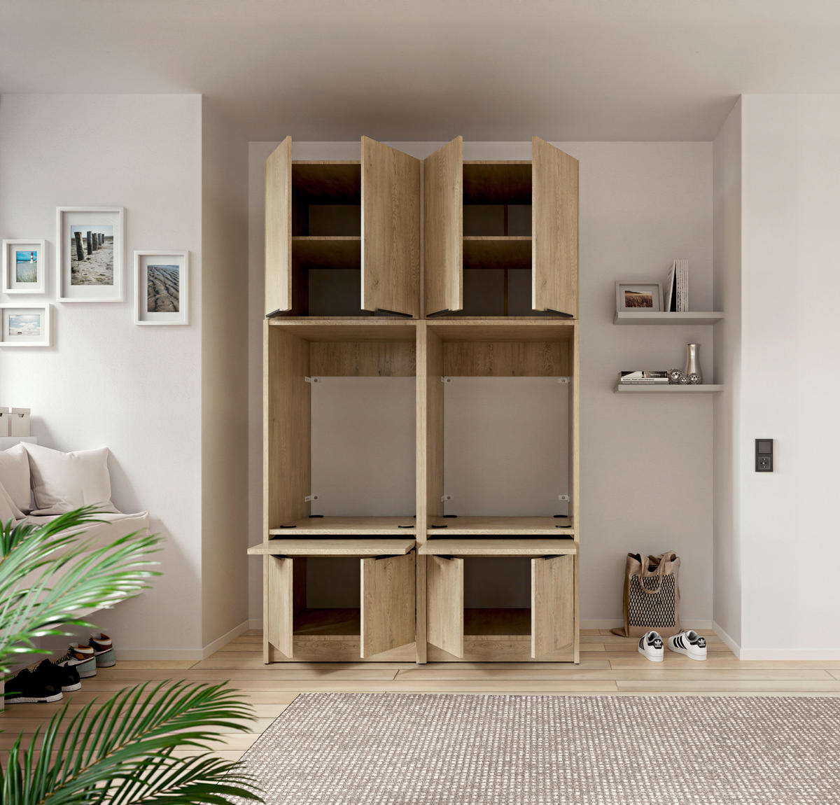 WASCHMASCHINENSCHRANK 70/150/68 cm  in Eichefarben  - Eichefarben/Schwarz, Basics, Holzwerkstoff/Kunststoff (70/150/68cm) - MID.YOU