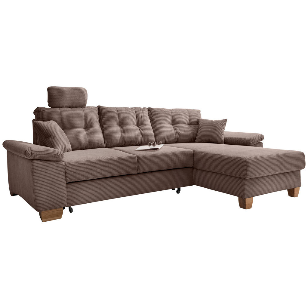 Thumbnail - Livetastic Ecksofa, Graubraun, Textil, Buche, 4-Sitzer, Füllung: Schaumstoff, Ottomane rechts, L-Form, 270x176 cm, Liege...