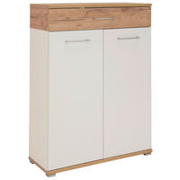 SCHUHSCHRANK Weiß, Eichefarben  - Eichefarben/Alufarben, MODERN, Holzwerkstoff/Metall (89/118/37cm) - Germania