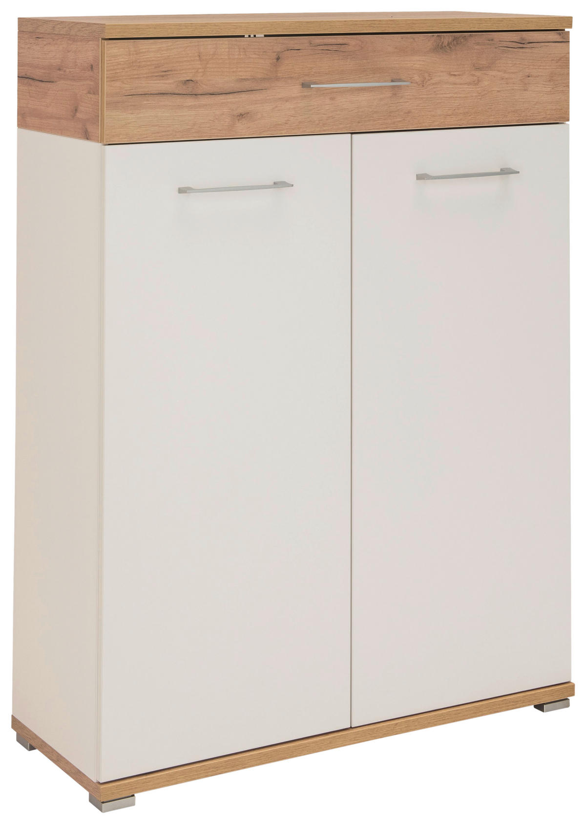 SCHUHSCHRANK Weiß, Eichefarben  - Eichefarben/Alufarben, MODERN, Holzwerkstoff/Metall (89/118/37cm) - Germania