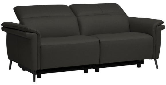 3-SITZER-SOFA  in Echtleder Mokka   - Schwarz/Mokka, Design, Leder/Metall (210/79/104cm) - Belluti