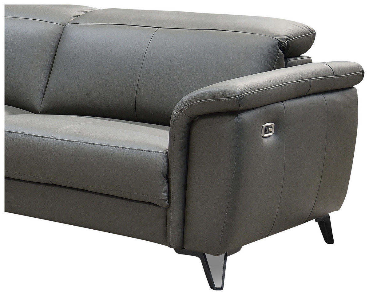 ECKSOFA in Echtleder Dunkelgrau  - Dunkelgrau/Schwarz, Modern, Leder/Holz (240/303cm) - Livetastic