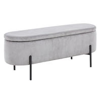 BETTBANK Cord Hellgrau  - Hellgrau/Schwarz, MODERN, Textil/Metall (110/44/40cm) - Livetastic